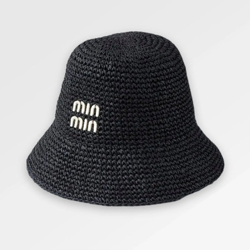 Black Straw Bucket Hat