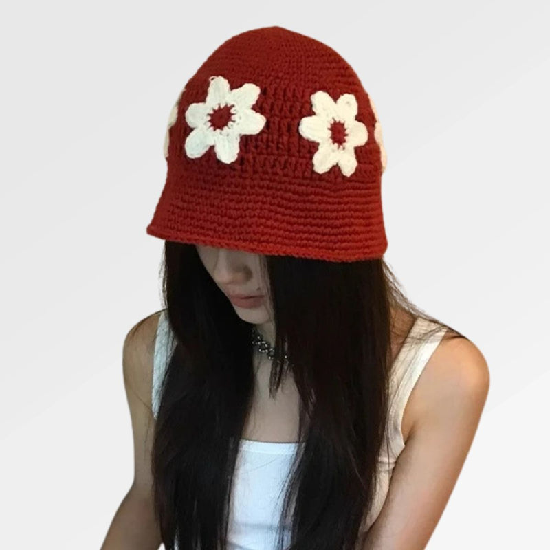 Red Crochet Bucket Hat