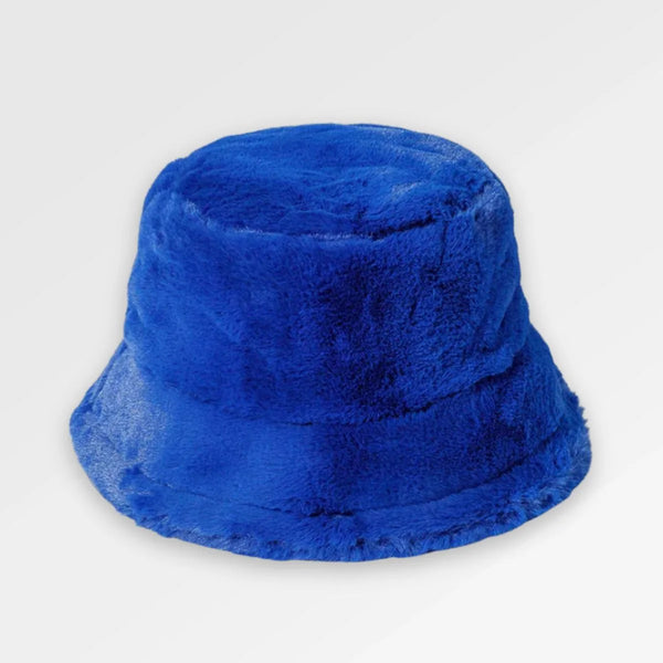Blue_Fluffy_Bucket_Hat front view