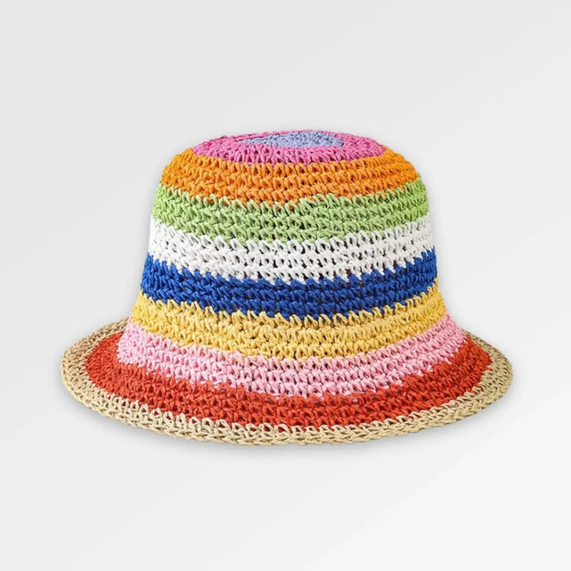 Crochet_Rainbow_Bucket_Hat front view