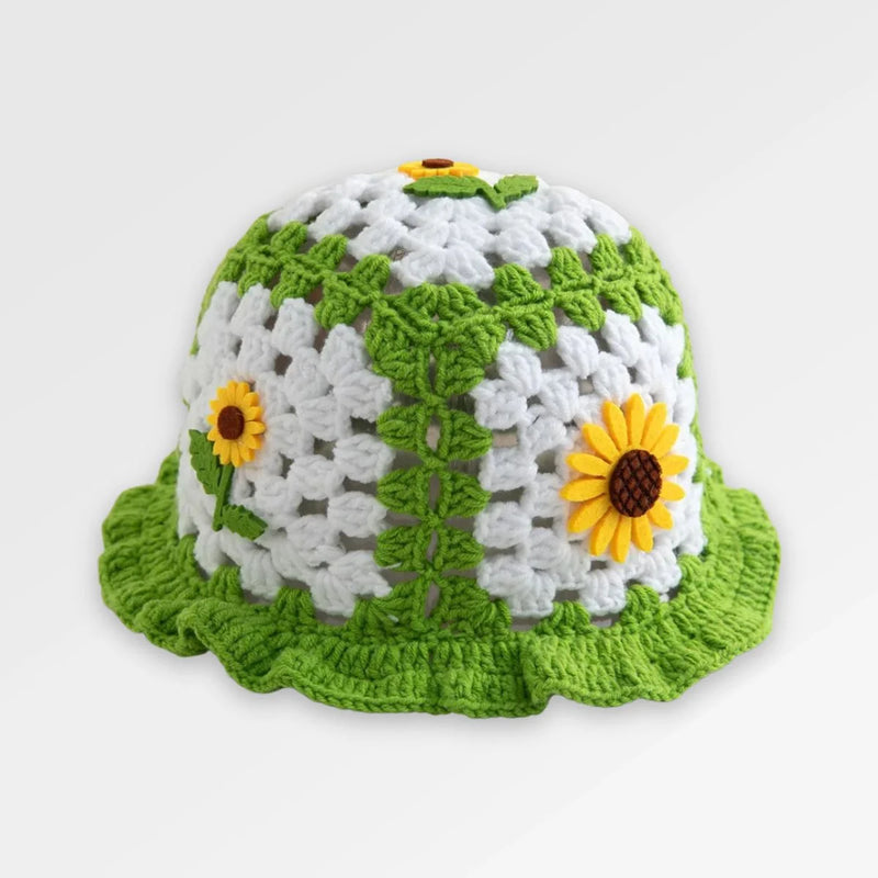Crochet_Sunflower_Bucket_Hat front view