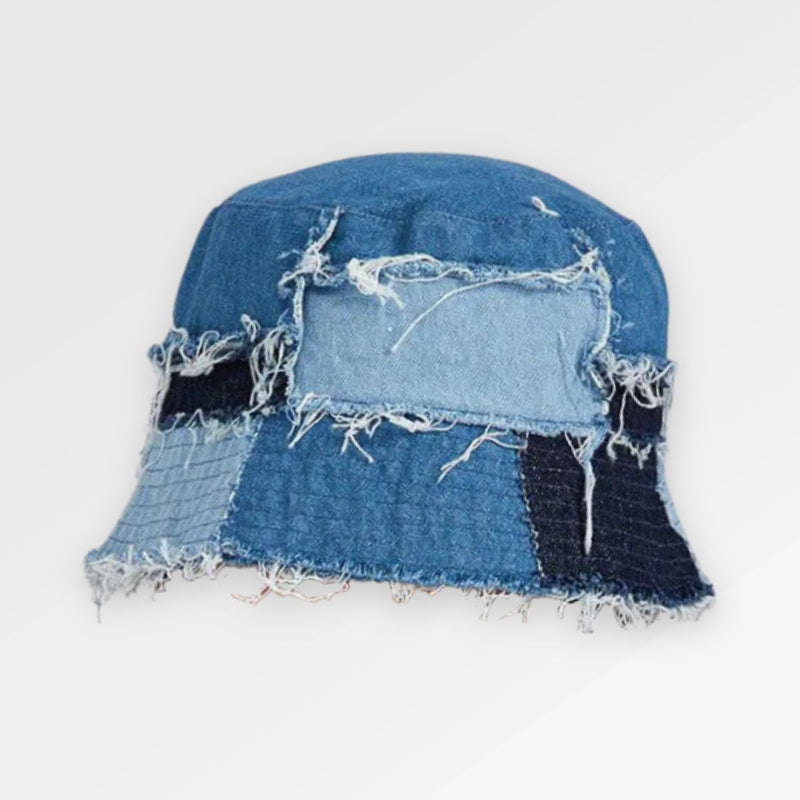 Distressed_Denim_Bucket_Hat front view