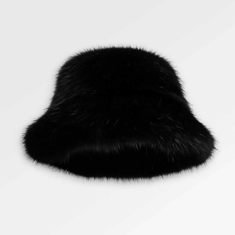Fluffy_Bucket_Hat_Black front view