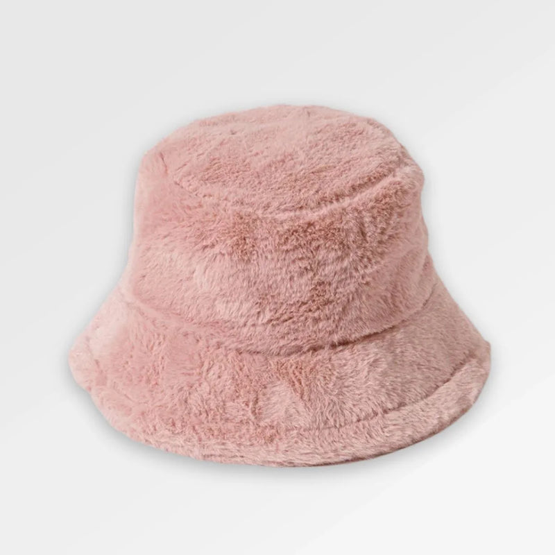 Fluffy_Pink_Bucket_Hat front view