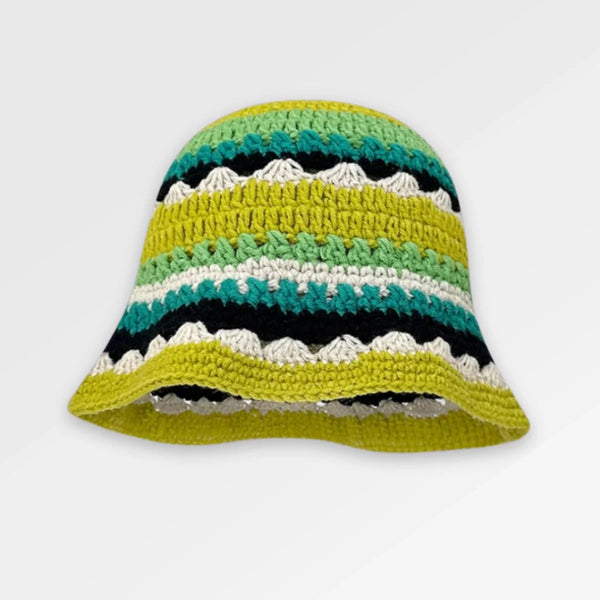 Green_Crochet_Bucket_Hat front view