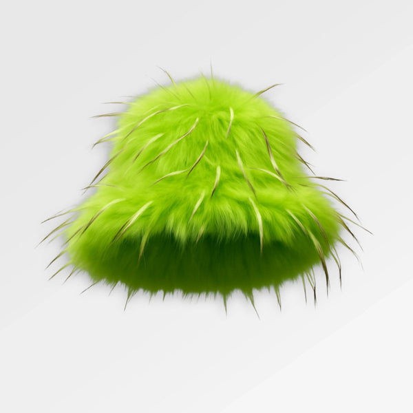 Green_Fluffy_Bucket_Hat front view