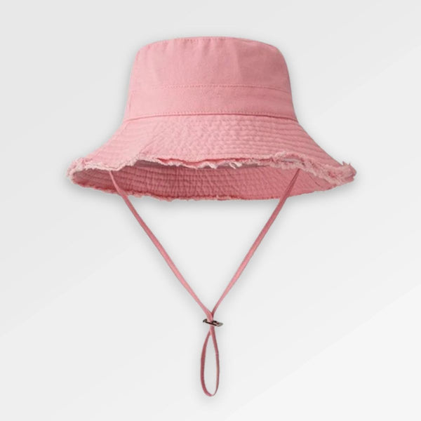 Plain_Pink_Bucket_Hat front view
