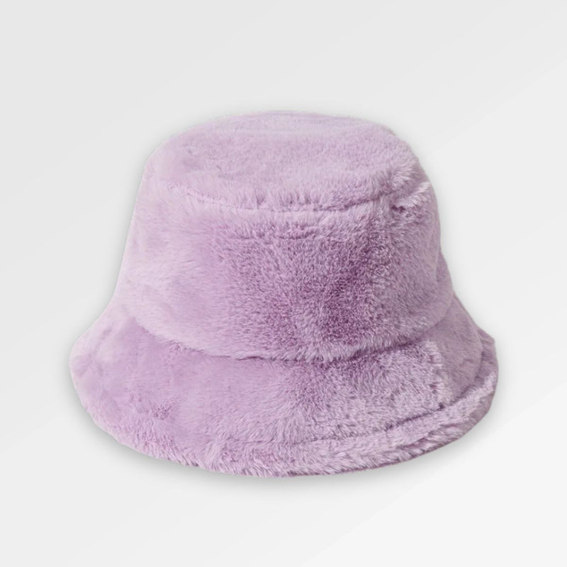 Purple_Fluffy_Bucket_Hat front view