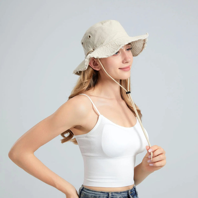 White Denim Bucket Hat