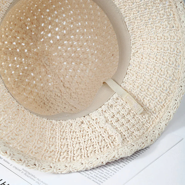 White Straw Bucket Hat