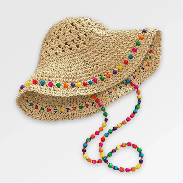 Straw_Bucket_Hat_Stripped pearl Colour