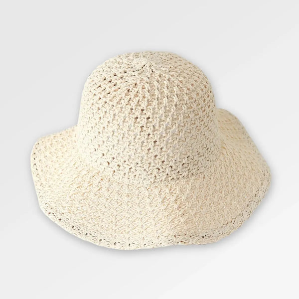 White_Straw_Bucket_Hat women side view